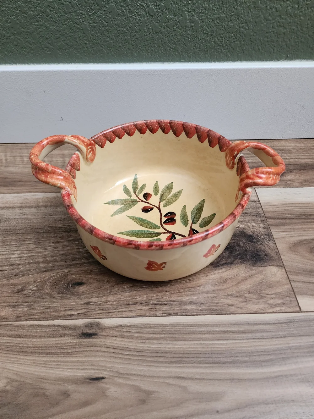 Vintage Firenze Italica Ars Italian Pottery Handled Serving Bowl